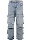Represent R3ca Cargo Denim Light Blue Sandblasted Denim Cargo Pant - R3ca Cargo Denim In Blue