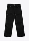 Represent R3ca Black Denim Cargo Trousers In Black
