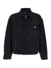 Represent Black Jacket With Classic Collar And Logo Patch On The Pocket In Denim Man In Black