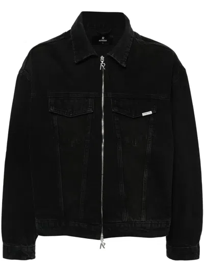 Represent Black Jacket With Classic Collar And Logo Patch On The Pocket