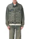 Represent R4 Denim Jacket Buttoned Cuffs Front Pockets In Green