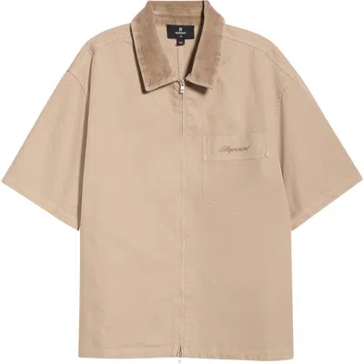 Represent Ramona Short Sleeve Zip-up Shirt In Brown