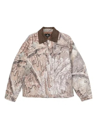 Represent Corduroy-collar Camouflage Trucker Jacket In Brown