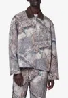 Represent Mens Tree-graphic Print Camouflage Cotton Trucker Jacket In Green
