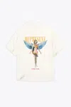 REPRESENT REBORN T-SHIRT OFF WHITE T-SHIRT WITH GRAPHIC PRINT AND LOGO - REBORN T-SHIRT