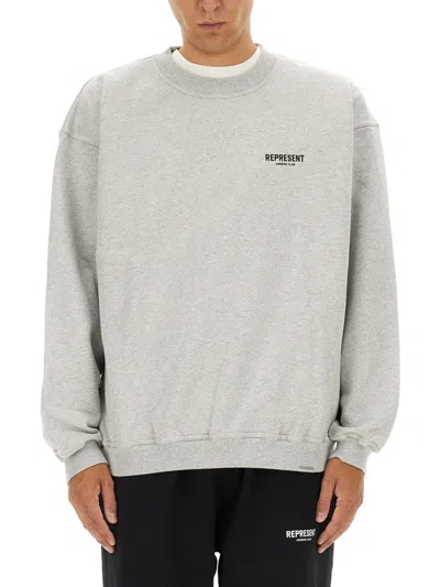 Represent Regular Fit Logo Sweatshirt In Gray