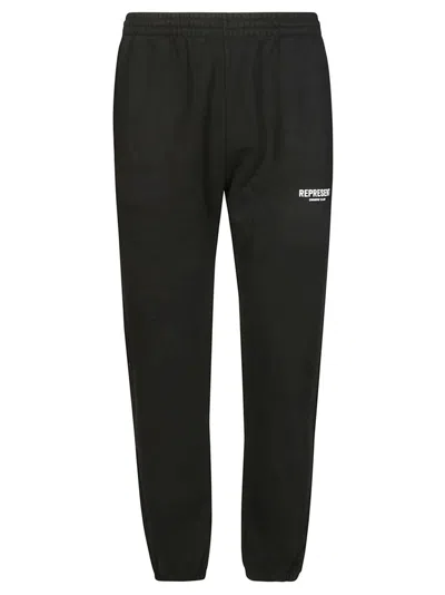 Represent Relaxed Black Jogger Pants With Logo Detail