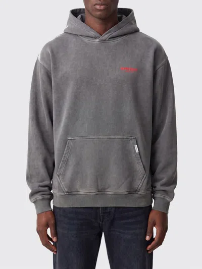 Represent Relaxed Fit Cotton Hoodie With Printed Logo In Gray