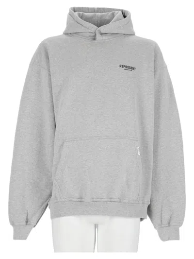 Represent Relaxed Fit Drawstring Hoodie With Kangaroo Pocket In Gray