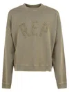 Represent Washed Effect Logo Detail Ribbed Sweatshirt In Neutrals