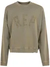 Represent Washed Effect Logo Detail Ribbed Sweatshirt In Green