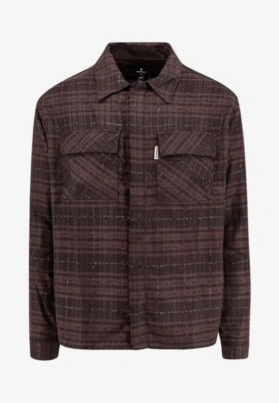 Represent Rep Long-sleeved Flannel Shirt In Brown