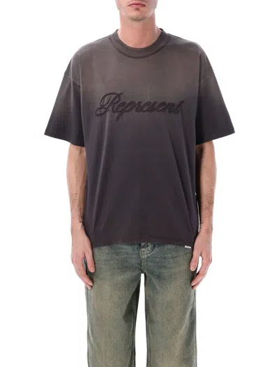 Represent Rep Reverse Applique T-shirt In Gray