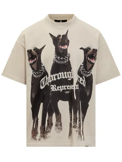Represent Beige T-shirt With Doberman Print In Neutral
