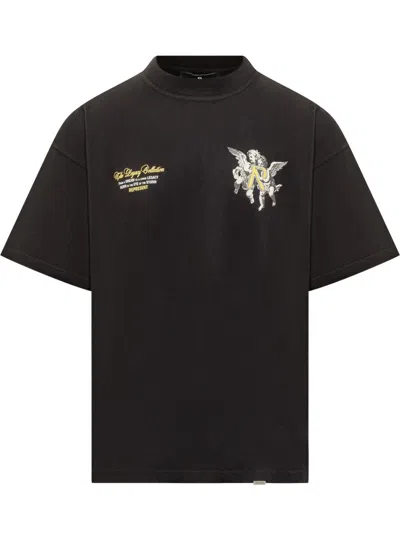 REPRESENT REPRESENT REPRESENT BLACK T-SHIRT WITH CHERUBINI LOGO
