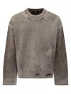 Represent Reversible Knit With Crew Neck And Long Sleeves In Gray