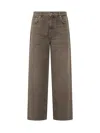 Represent R3 Green Jeans With Belt Loops And Logo Embroidery On The Rear In Denim Man In Neutral