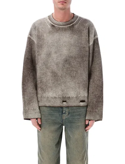 Represent Fade Out Reversible Ribbed Wool Sweater In Gray