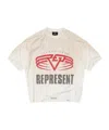 Represent Mens Washed Ecru Legacy Tour Graphic-print Short-sleeves Cotton Blend T-shirt In White