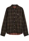 Represent Cotton Reversible Check Overshirt In Black
