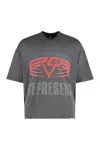 Represent Grey Crewneck T-shirt With Maxi Logo Print On Front And Rear In Cotton Blend Man In Gray