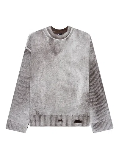 Represent Ribbed Crew-neck Sweater In Gray