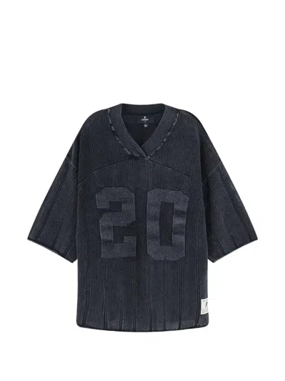 Represent Ribbed V-neck Oversized T-shirt In Gray