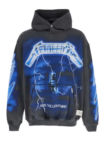 Represent 'ride The Lightning X Metallica' Gray Hoodie With Front And Back Print In Grey
