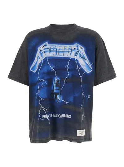 Represent Ride The Lightning X Metallica Gray T-shirt With Front And Back Print In Cotton Blend Man In Grey