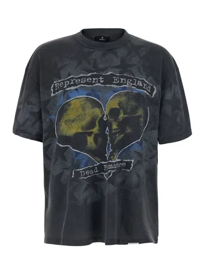 Represent Romance Maxi Print Crew Neck T-shirt With Faded Cotton Look For Men In Multi