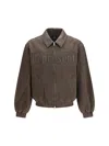 Represent Roscoe Logo Detail Cotton Canvas Bomber Jacket In Brown