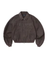 Represent Roscoe Logo Detail Cotton Canvas Bomber Jacket In Brown