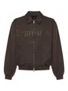 Represent Roscoe Logo Detail Cotton Canvas Bomber Jacket In Brown