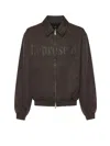 Represent Roscoe Logo Detail Cotton Canvas Bomber Jacket In Brown