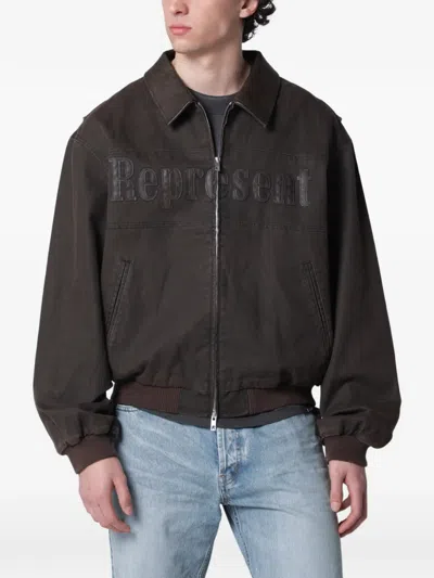 Represent Roscoe Bomber Jacket In Whisky-colored Canvas In Brown