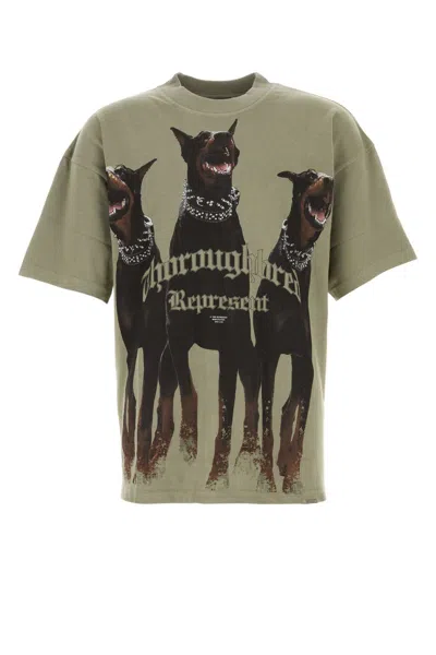 Represent Sage Green Cotton Thoroughbred T-shirt In Khaki