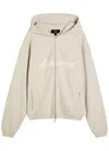 Represent Script Logo Zip Hooded Cotton Sweatshirt In Neutral