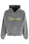 Represent Mens Script Logo Zip-up Cotton Hoody Vintage Grey In Gray