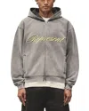 Represent Script Logo Zip Hoodie In Gray