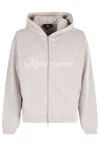 Represent Script Logo Zip-up Hoodie In Neutral