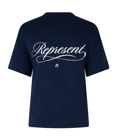 Represent Script R Oversized T-shirt In Blue