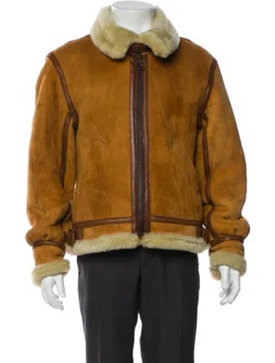 Pre-owned Represent Shearling Bomber Jacket In Brown