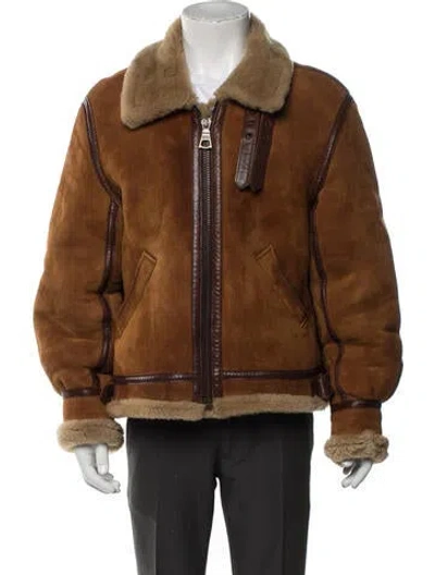 Pre-owned Represent Shearling Bomber Jacket In Brown