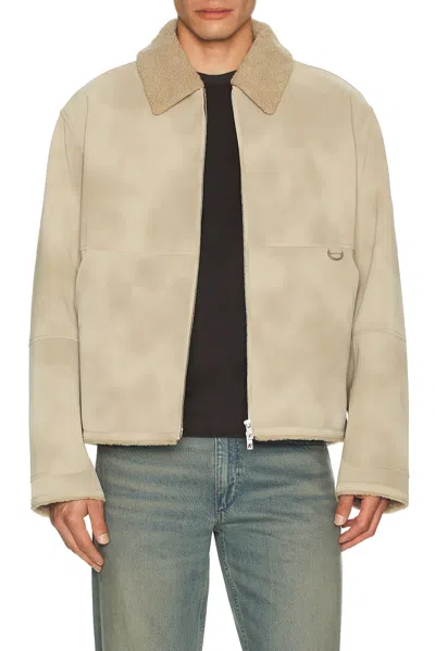 Represent Shearling Collar Jacket Metal Ring Detail In Brown