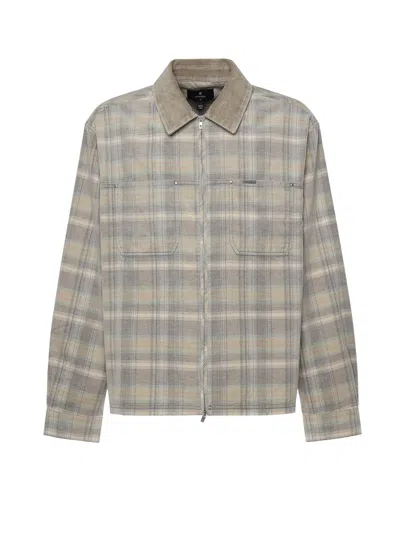 Represent Corduroy Shirt With Check Motif In Gray