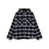 Represent Mens Midnight Navy Check-pattern Hooded Flannel Jacket In Blue