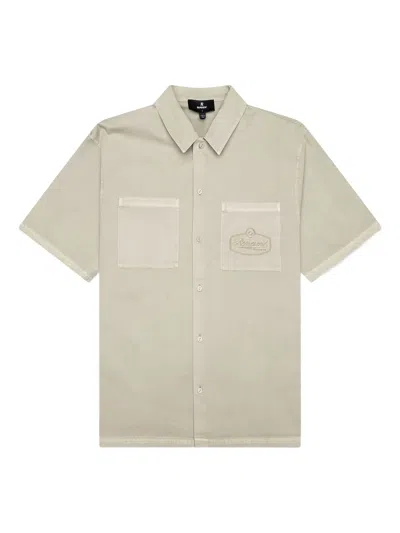 Represent Short Sleeve Cotton Overshirt In Green