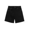 Represent Black Shorts With R Logo Embossed On The Back In Denim Man In Black