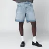 Represent Light Blue Washedeffect Denim Bermuda Shorts In Blue