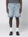 Represent Light Blue Washed-effect Denim Bermuda Shorts In Blue